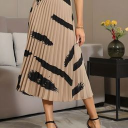 LookShine Printed Pleated A-Line Midi Skirt-picture-51