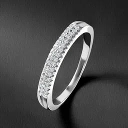 Peora Sterling Silver Rhodium-Plated Cubic Zirconia Studded Finger Ring-24