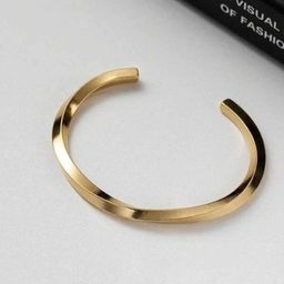 Fashion Frill Men Gold-Plated Stainless Steel Cuff Bracelet-image-85