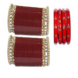 HouseOfCommon Maroon Plastic Bangles-image-16