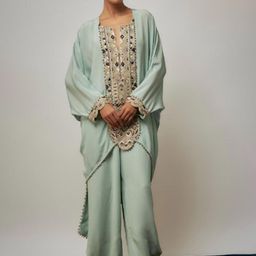 Payal Singhal Embroidered Sequnnied High-Low Kaftan Top With Pant-picture-10