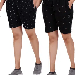 GUIDE Women Pack Of 2 Printed Regular Fit Mid-Rise Shorts-image-93