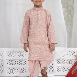 Little Bansi Boys Floral Self Design Cotton Kurta with Dhoti Pant-image-31