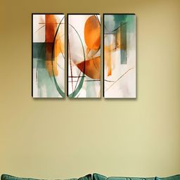 Livin'luxe Beige & Green 3 Pieces Abstract Geometric Wall Arts-picture-42