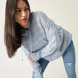 SHOWOFF Women Striped Hooded Sweatshirt-image-98