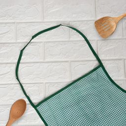 Aura 2-Pcs Green & White Checked Waterproof Apron With Front Pocket image 3