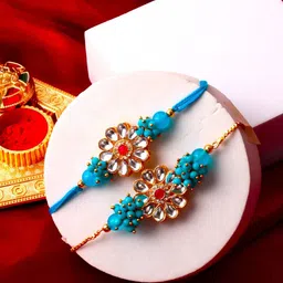 PANASHGold-Plated Bhaiya Bhabhi Rakhi With Roli Chawal & Card-33