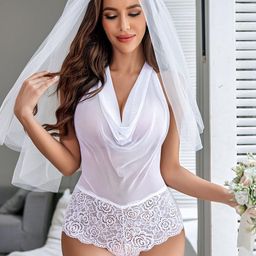 XPIOX Halter Neck Satin Baby Doll-image-41