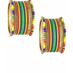ZULKA Set Of 32 Zircon Gemstone Studded Chuda Bangles image 5
