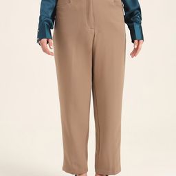 AMSWAN Women Smart Slim Fit High-Rise Trousers-image-86