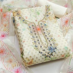 SAINOOR Embellished Semi-Stitched Dress Material-image-83