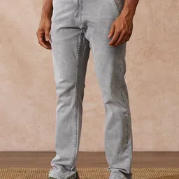 WROGN Men Comfort Regular Fit Mid-Rise Low Distress Heavy Fade Jeans-image-91