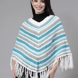 Sugercandy Women Striped Woollen Poncho-picture-29