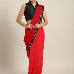 KALINI Red Printed Pure Georgette Saree-image-84