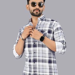 Metronaut Checked Spread Collar Cotton Shirt-picture-34