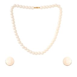 Samsiddhi Women White Pearl Choker Necklace & Earring Set-image-52