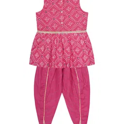 Budding Bees Girls Printed Shoulder Straps Pure Cotton Kurta with Dhoti Pant-image-85