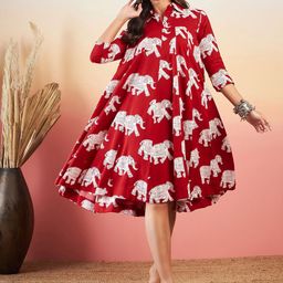 InWeave Floral Print A-Line Dress-image-97