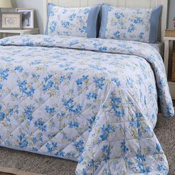 MASPAR Blue & White 4 Pieces Floral Cotton Double Queen Superfine Bedding Set-picture-16