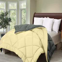Cloth Fusion Yellow & Grey Microfiber Mild Winter 210 GSM Single Bed Blanket-image-80