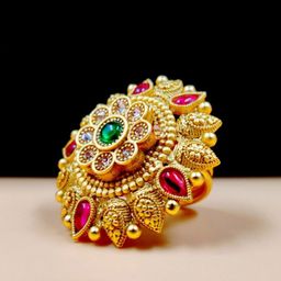 JYONA Gold-Plated Artificial Stone-Studded & Beaded Finger Ring-12
