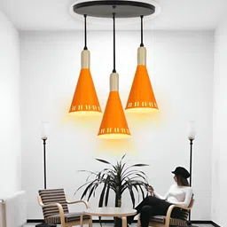 GAUVIK Orange & Brown Textured Aluminium Contemporary Ceiling Lamp-18