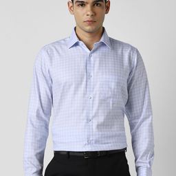 Van Heusen Checked Spread Collar Long Sleeves Pure Cotton Formal Shirt-image-69