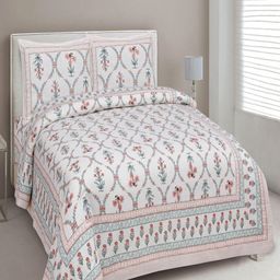 Myntra Elegant Homes Jaipuri Prints White 180 TC Cotton King Bedsheet Set-2.74 m x 2.54 m-image-25