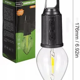 mz T03 (CAMPING LED LAMP) 3 Light Modes, Retro Design with Type C USB Charging 5 hrs Bulb Emergency Light image 2