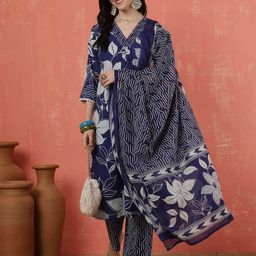 Anouk Women Floral Embroidered Regular Thread Work A-Line Kurta Sets-13