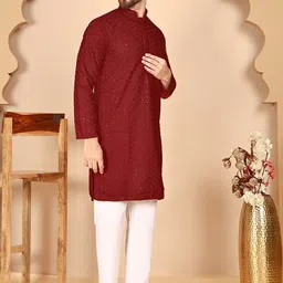 Anouk Rustic Men Embroidered Regular Sequinned Kurta with Pyjamas image 2