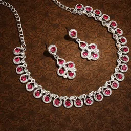 Atasi International Silver Plated Kundan & American Diamond Studded Jewellery Set-50