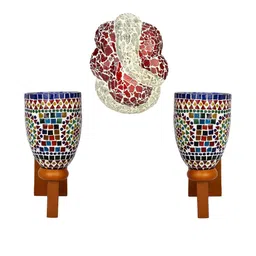 Somil Indore Mosaic Decorative Lamp Combo of Matching Wall Lamp & Blessing God Ganesh Wall Lamp, Multi Compatible with LED, Size: 14 X 14 X 28 Cm, Pack of 3.-image-31
