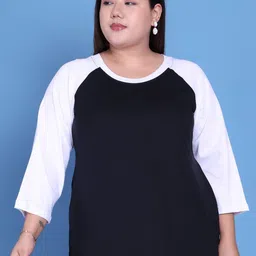theRebelinme Plus Size Colourblocked Round Neck Relaxed Fit Cotton T-shirt-picture-17