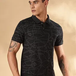 Mast & Harbour Men Abstract Printed Polo Collar Cotton T-shirt-picture-36