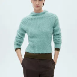 MANGO Fuzzy Hooded Ribbed Pullover-picture-28