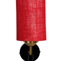 Devansh Maroon Metal Traditional Cylinder Shaped Wall Lamp-image-90