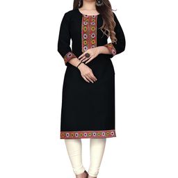 HF HOLYDAY FASHION Women Embroidered Lace Border Work Straight Kurta-image-96