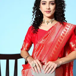 Anouk Rustic Woven Design Zari Silk Blend Dharmavaram Saree-95