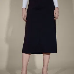 QIOA Side Slit Pencil Midi Skirt-image-75