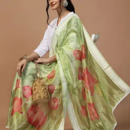 Kaizen TEXO FAB Ethnic Motifs Printed Organza Dupatta image 5