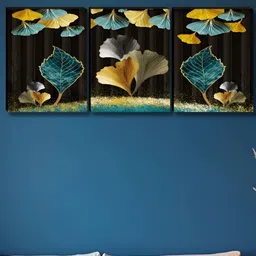 Myntra Elegant Homes Brown & Gold-Toned 3 Pieces Floral And Botanical Wall Art-image-43