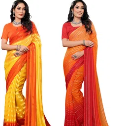 Moda Rapido Women Pack Of 2 Striped Satin Saree-picture-10