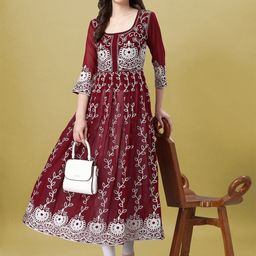 Milastru Floral Embroidered Georgette Formal Fit & Flare Maxi Dress-image-61