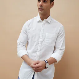 CODE by Lifestyle Men Spread Collar Solid Cotton Casual Shirt-image-13