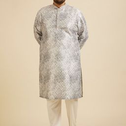 Manyavar Men Ethnic Motifs Printed Mandarin Collar Straight Kurta With Pyjamas-picture-32