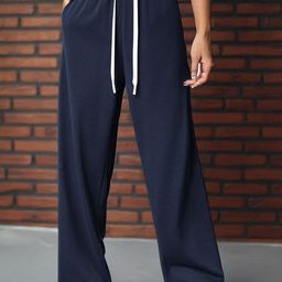 KPOP Women Relaxed Fit High-Rise Wide Leg Trousers-image-72