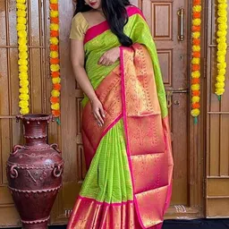 BerMondsey Woven Design Zari Silk Blend Banarasi Saree-picture-33