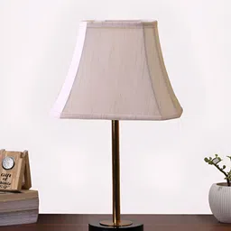Aura Off White & Black Textured Metal Frustum Shaped Table Lamp-16