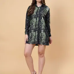 STITCH MONKEY Women Snake Print Shirt Dress-image-45